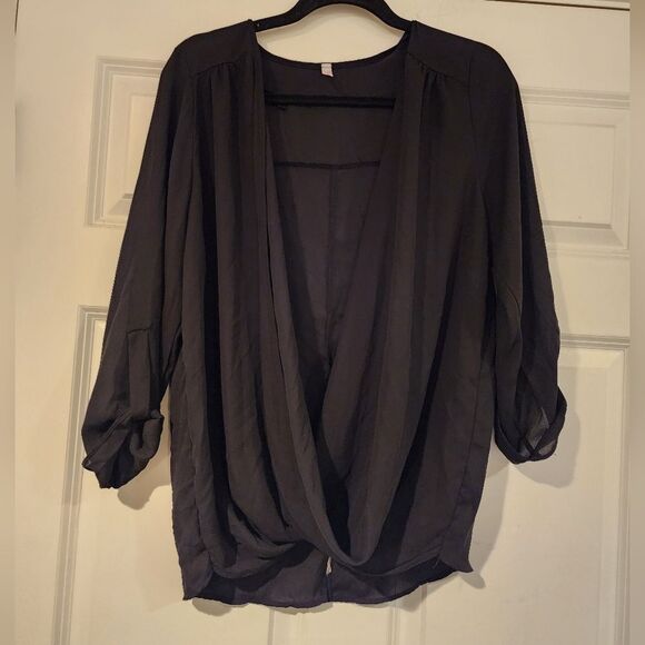 True Light black low cut sheer blouse L - Picture 1 of 3